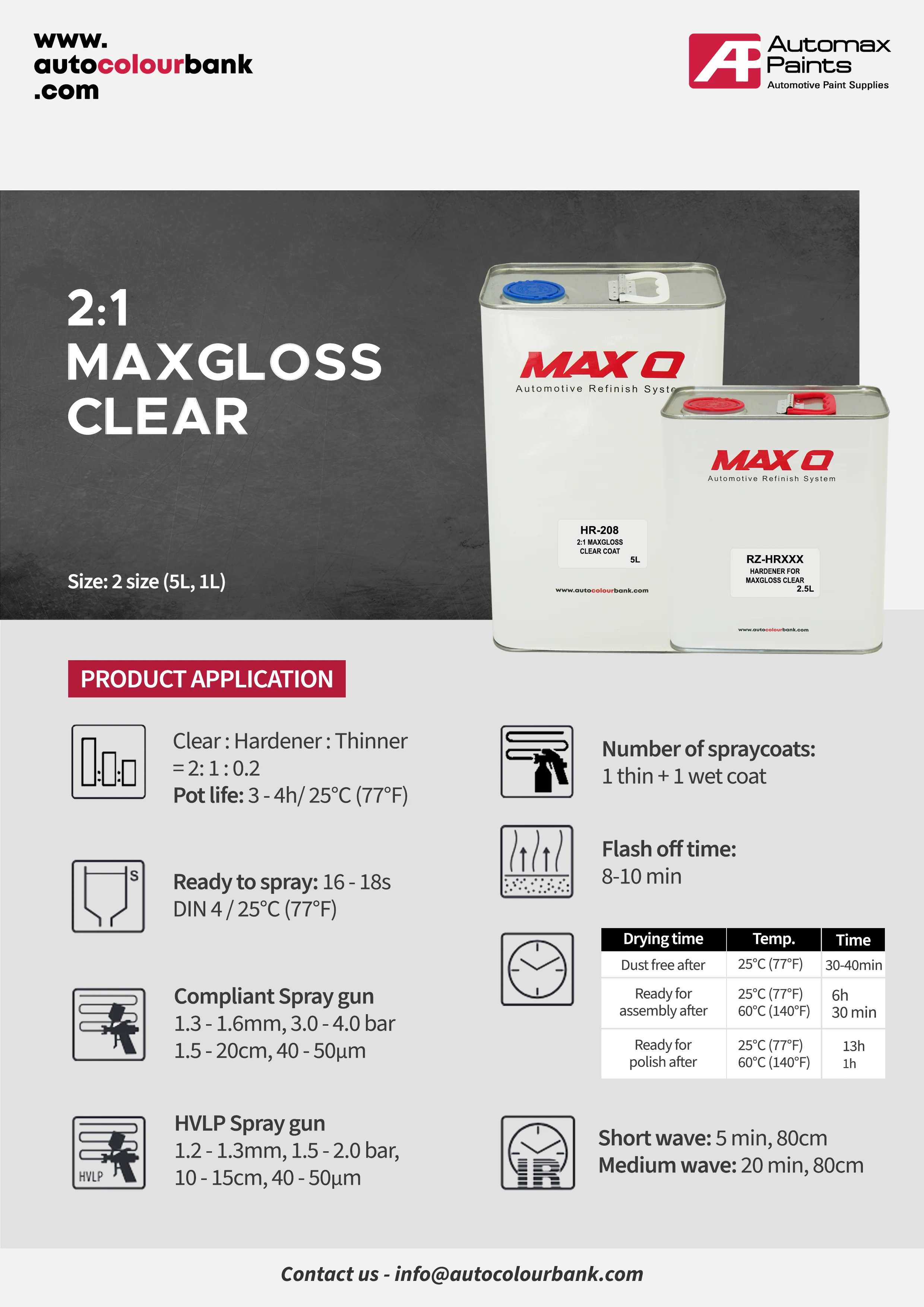 MaxGloss 2:1 High Gloss Clearcoat Kit 7.5L - Image 4